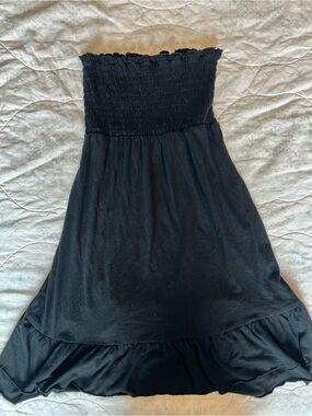 Strapless Black Dress Swimsuit Coverup